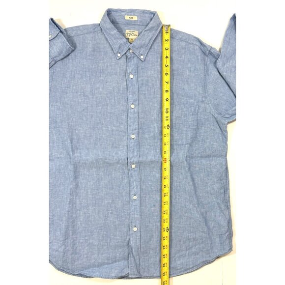 J Crew Mens Baird McNutt Irish Linen Shirt Sz XL Slim Chambray Blue Long Sleeve - Picture 14 of 14